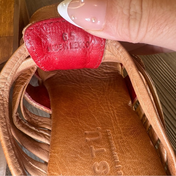 Bed Stu Shantel Platform Chunky Brown Tan Leather Mule Sandal Clogs - Picture 6 of 10